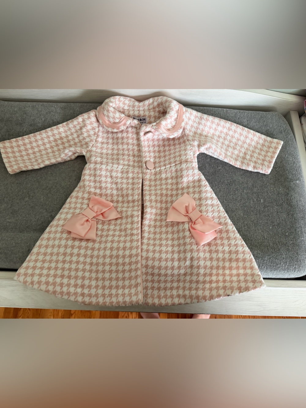 Blueberi Boulevard Pink Houndstooth Girls Coat